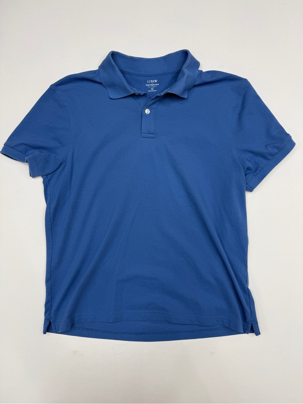 J.Crew Men Flex Pique Polo Shirt L Untucked Casual Blue Short Sleeve